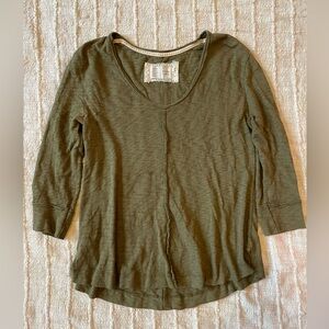 Saturday Sunday Olive Green 3/4 Sleeve Top - XS